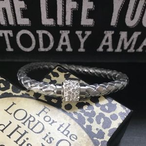 3/$20 - Rhinestone Twist Vegan Leather Bracelet